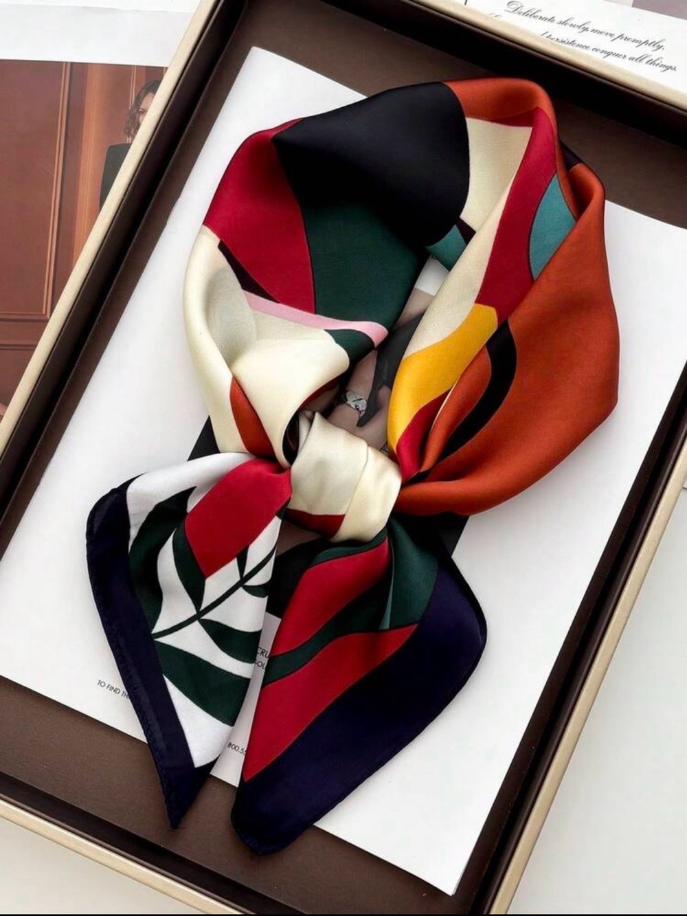 Multicolor Abstract Silk-Feel Square Scarf - Women Accessories